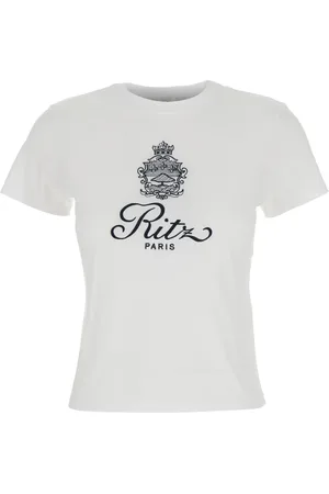 Frame Femme, Tops, Blanc, Taille: 38 FR T-Shirt en Coton Logo Ritz Paris