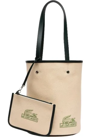 Lacoste Femme, Sacs, Blanc, Taille: ONE Size Sac seau Canvas Heritage avec pochette amovible