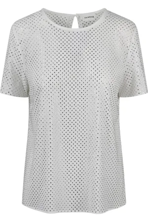 P.A.R.O.S.H. Femme, Blouses et Chemises, Blanc, Taille: 38 FR Chemisier en jersey à strass
