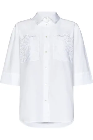 P.A.R.O.S.H. Femme, Blouses et Chemises, Blanc, Taille: 38 FR Chemisier Blanc à Poches en Dentelle Florale