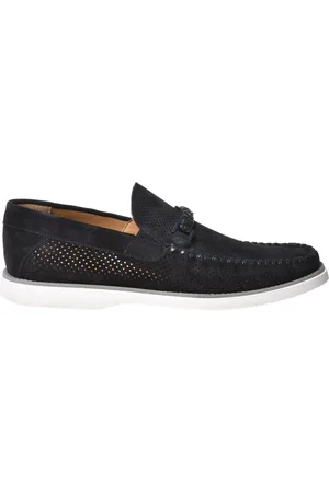 BALDININI Homme, Chaussures, Bleu, Taille: 42 1/2 EU perforated suede loafer