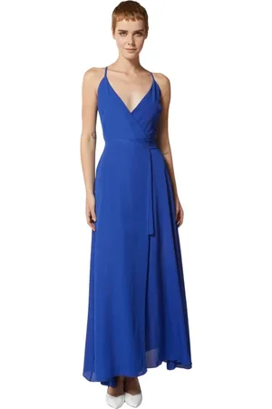 Silvian Heach Femme, Robes, Bleu, Taille: 40 FR Robe longue avec décolleté en V et bretelles croisées dans le dos