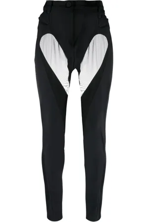 MUGLER Femme, Pantalons, Noir, Taille: 40 FR Pantalon Skinny à Panneaux Transparents