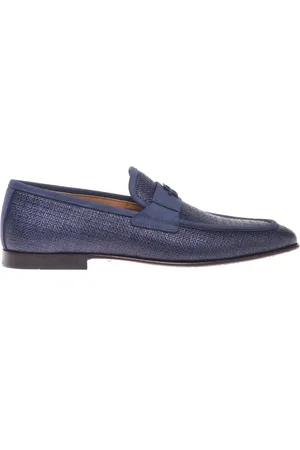 BALDININI Homme, Chaussures, Bleu, Taille: 41 EU Raffia and nubuck loafer