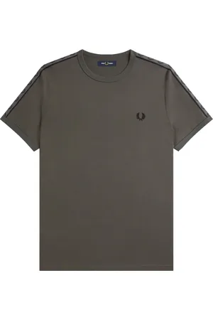 Fred Perry Homme, Tops, Gris, Taille: 2XL T-Shirt Ringer avec Bande Couronne de Laurier