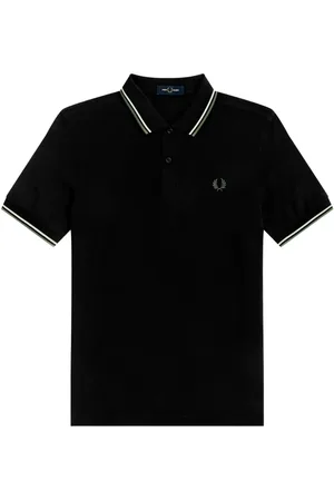 Fred Perry Homme, Tops, Noir, Taille: 2XL Polo à Bordure Double Pomme Verte