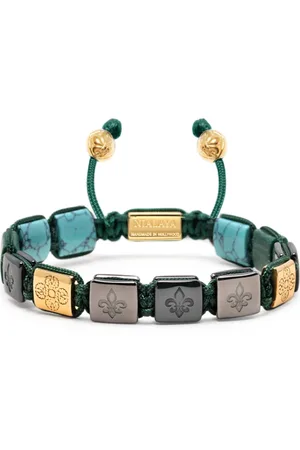 Nialaya Homme, Accessoires, Jaune, Taille: M Bracelet à perles plates en céramique