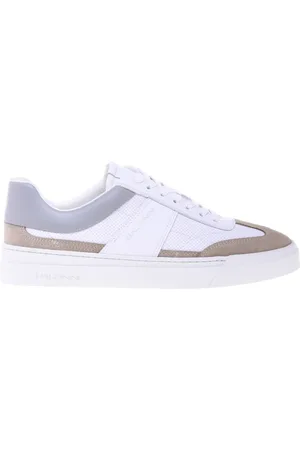 BALDININI Homme, Chaussures, Blanc, Taille: 43 EU Beige suede and stamped leather trainer