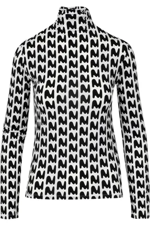 Msgm Femme, Tops, Blanc, Taille: 38 FR Blouse Blanche en Tissu Stretch avec Motif M