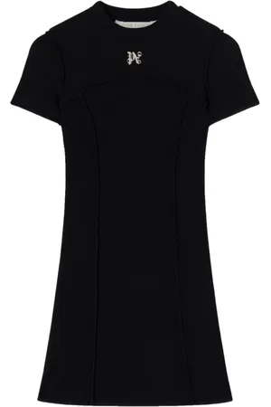 Palm Angels Femme, Robes, Noir, Taille: 40 FR Robe Noire Logo Brodé