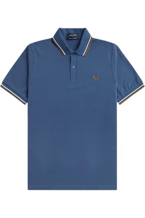 Fred Perry Homme, Tops, Bleu, Taille: XS Polo à Double Liseré
