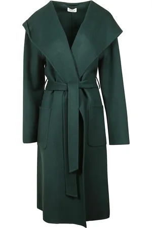 P.A.R.O.S.H. Femme, Manteaux, Vert, Taille: 42 FR Manteau Midi en Laine Leak