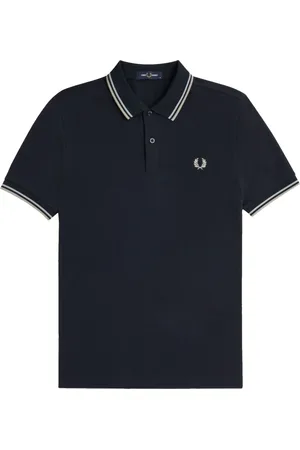 Fred Perry Homme, Tops, Bleu, Taille: XL Polo à Double Liseré