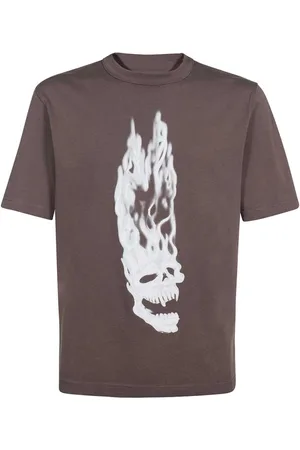 Heron Preston Homme, Tops, Brun, Taille: S T-shirt en coton avec imprimé sur le devant