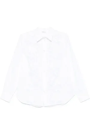 P.A.R.O.S.H. Femme, Blouses et Chemises, Blanc, Taille: 42 FR Chemise Classique en Coton Blanc à Col