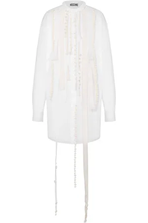 Moschino Femme, Robes, Blanc, Taille: 36 FR Robe Blanche à Manches Longues