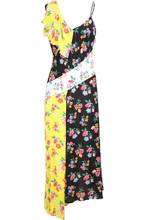 Msgm Femme, Robes, Noir, Taille: 36 FR Robe Asymétrique Multicolor Imprimée