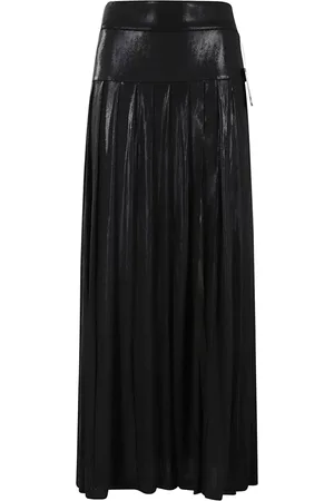 Norma Kamali Femme, Jupes, Noir, Taille: 40 FR Longue jupe plissée avec fente