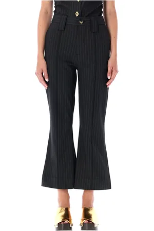 Ganni Femme, Pantalons, Noir, Taille: 40 FR Pantalon Rayé Court