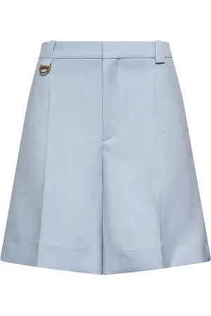 Chloé Femme, Shorts, Bleu, Taille: 38 FR Pantalon Bleu en Laine avec Fermeture Frontale