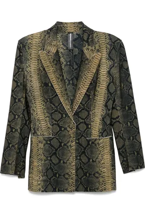 Norma Kamali Femme, Vestes, Noir, Taille: 40 FR Blazer Classique Imprimé Python