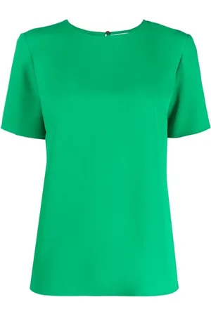 P.A.R.O.S.H. Femme, Blouses et Chemises, Vert, Taille: 38 FR Chemisier vert émeraude avec ouverture en goutte d`eau