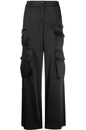 OFF-WHITE Femme, Pantalons, Noir, Taille: 36 FR Pantalon Cargo Noir Satiné Toybox