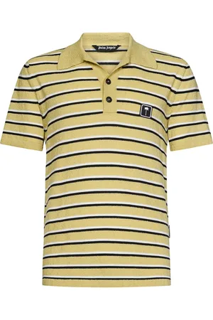 Palm Angels Homme, Tops, Jaune, Taille: M Polo Rayé en Coton Éponge