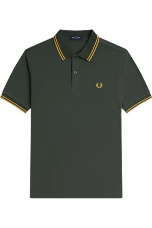 Fred Perry Homme, Tops, Vert, Taille: S Polo Vert à Double Bande