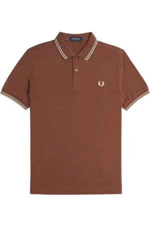 Fred Perry Homme, Tops, Brun, Taille: L Polo Classique à Double Bande