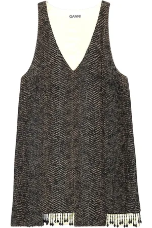Ganni Femme, Robes, Gris, Taille: 40 FR Mini-robe structurée à col en V