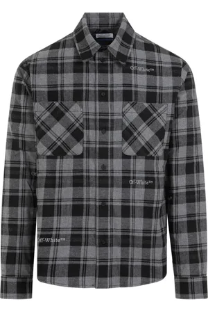 OFF-WHITE Homme, Chemises, Gris, Taille: M Chemise à Carreaux en Flanelle