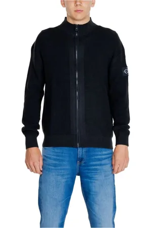 Calvin Klein Homme, Sweatshirts et sweats à capuche, Noir, Taille: S Cardigan en Coton Noir Régénéré
