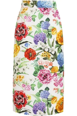 Dolce & Gabbana Femme, Jupes, Multicolore, Taille: 42 FR Jupe Midi à Imprimé Floral