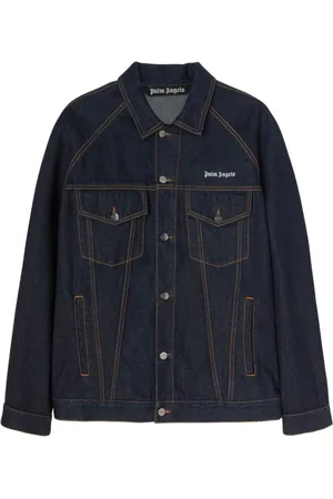 Palm Angels Homme, Vestes, Bleu, Taille: M Veste en jean bleu à logo