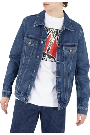 Palm Angels Homme, Vestes, Bleu, Taille: L Veste en jean avec monogramme