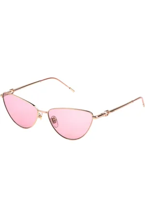 Furla Femme, Accessoires, Jaune, Taille: ONE Size Lunettes de soleil semi œil-de-chat avec verres roses