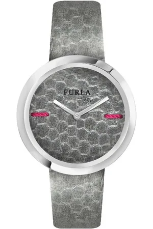 Furla Femme, Accessoires, Gris, Taille: ONE Size Montre Quartz en Cuir Gris