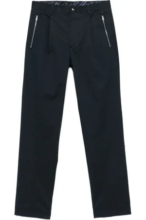 Etro Homme, Pantalons, Bleu, Taille: S Pantalon Bleu en Coton avec Fermeture Éclair