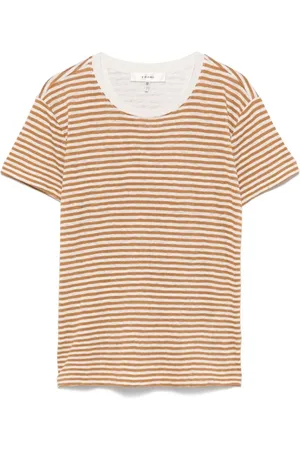 Frame Femme, Tops, Brun, Taille: 36 FR T-shirt à Manches Courtes et Col Rond
