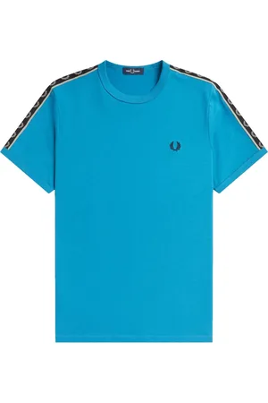 Fred Perry Homme, Tops, Bleu, Taille: M T-Shirt Ringer Rétro Laurel Tape