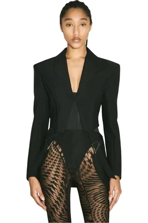 MUGLER Femme, Vestes, Noir, Taille: 38 FR Blazer Ajusté à Boucles avec Découpes