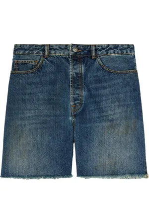 Palm Angels Homme, Shorts, Bleu, Taille: W34 Short en denim bleu indigo avec écusson logo