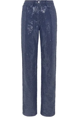MVP Wardrobe Femme, Pantalons, Bleu, Taille: 36 FR Jean Boyfriend Bleu à Paillettes