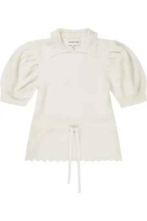 Munthe Femme, Pulls, Blanc, Taille: 46 FR Tricot Élégant à Manches Bouffantes