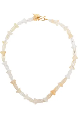 FORTE FORTE Femme, Accessoires, Blanc, Taille: ONE Size Collier Floral en Nacre et Pierres
