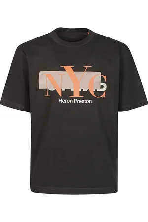 Heron Preston Homme, Tops, Noir, Taille: S T-Shirt Noir Orange NYC Censuré