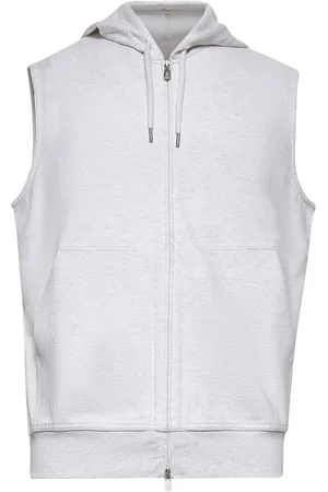 Brunello Cucinelli Homme, Sweatshirts et sweats à capuche, Gris, Taille: 2XL Pull sans Manches à Capuche et Fermeture Éclair Écru