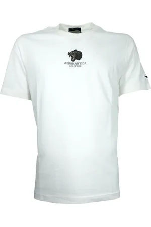 Aeronautica Militare Homme, Tops, Blanc, Taille: M T-shirt Homme Col Rond en Coton Blanc