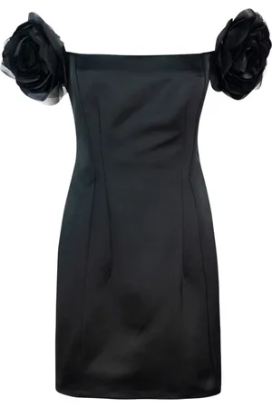Elisabetta Franchi Femme, Robes, Noir, Taille: 38 FR Robe noire à fleurs avec doublure monogramme